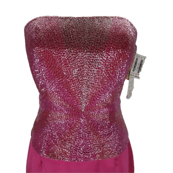 Mon Cheri Beaded Mock Corset Evening Dress Size 6 Strapless Long Formal - Picture 7 of 12